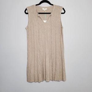 UMGEE • Beige Ribbed Sleeveless Tunic Shift Dress NEW Sz Small
